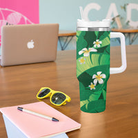 Green Banana Leaf Hawaii Tumbler With Handle Lau Maia Plumeria Tropical Summer Vibes