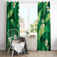 Green Banana Leaf Hawaii Window Curtain Lau Maia Plumeria Tropical Summer Vibes