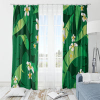 Green Banana Leaf Hawaii Window Curtain Lau Maia Plumeria Tropical Summer Vibes