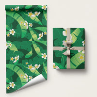 Green Banana Leaf Hawaii Wrapping Paper Lau Maia Plumeria Tropical Summer Vibes