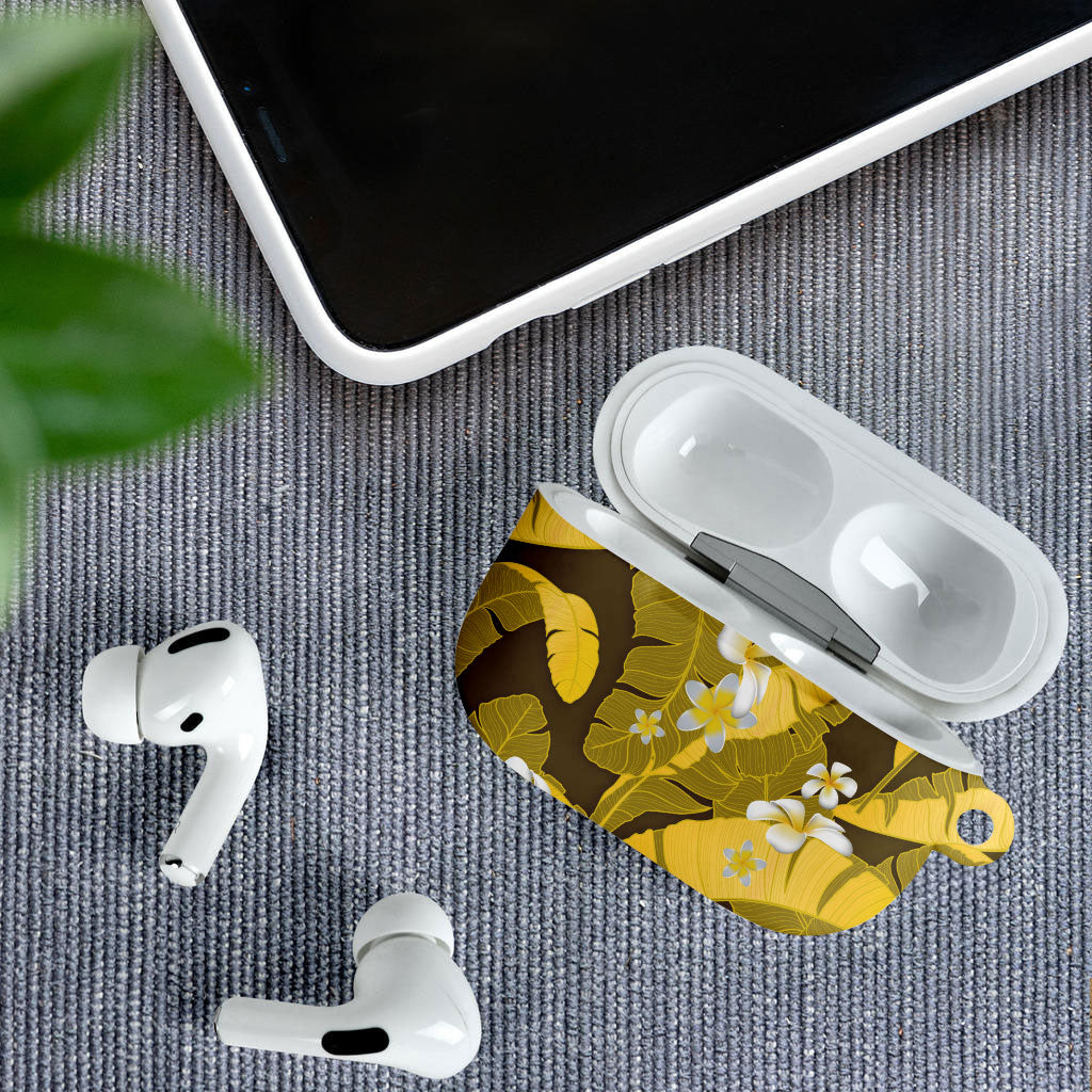 Yellow Banana Leaf Hawaii AirPods Case Lau Maia Plumeria Tropical Summer Vibes