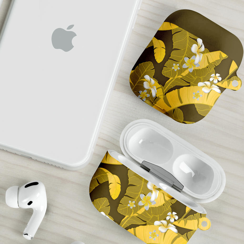 Yellow Banana Leaf Hawaii AirPods Case Lau Maia Plumeria Tropical Summer Vibes