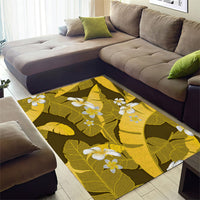 Yellow Banana Leaf Hawaii Area Rug Lau Maia Plumeria Tropical Summer Vibes