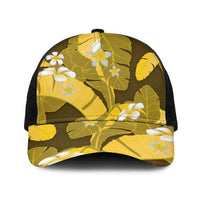 Yellow Banana Leaf Hawaii Baseball Net Cap Lau Maia Plumeria Tropical Summer Vibes