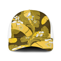 Yellow Banana Leaf Hawaii Baseball Net Cap Lau Maia Plumeria Tropical Summer Vibes