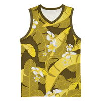 Yellow Banana Leaf Hawaii Basketball Jersey Lau Maia Plumeria Tropical Summer Vibes