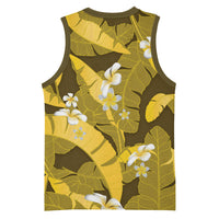 Yellow Banana Leaf Hawaii Basketball Jersey Lau Maia Plumeria Tropical Summer Vibes