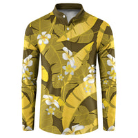 Yellow Banana Leaf Hawaii Button Sweatshirt Lau Maia Plumeria Tropical Summer Vibes