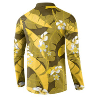 Yellow Banana Leaf Hawaii Button Sweatshirt Lau Maia Plumeria Tropical Summer Vibes