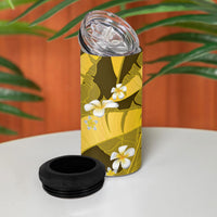 Yellow Banana Leaf Hawaii 4 in 1 Can Cooler Tumbler Lau Maia Plumeria Tropical Summer Vibes