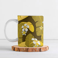 Yellow Banana Leaf Hawaii Ceramic Mug Lau Maia Plumeria Tropical Summer Vibes