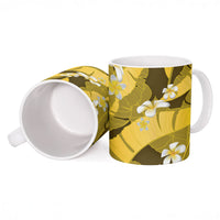 Yellow Banana Leaf Hawaii Ceramic Mug Lau Maia Plumeria Tropical Summer Vibes