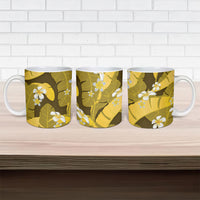 Yellow Banana Leaf Hawaii Ceramic Mug Lau Maia Plumeria Tropical Summer Vibes