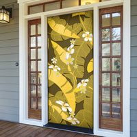 Yellow Banana Leaf Hawaii Door Cover Lau Maia Plumeria Tropical Summer Vibes
