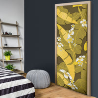 Yellow Banana Leaf Hawaii Door Cover Lau Maia Plumeria Tropical Summer Vibes