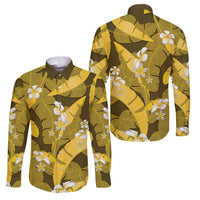 Yellow Banana Leaf Hawaii Family Matching Off Shoulder Short Dress and Hawaiian Shirt Lau Maia Plumeria Tropical Summer Vibes