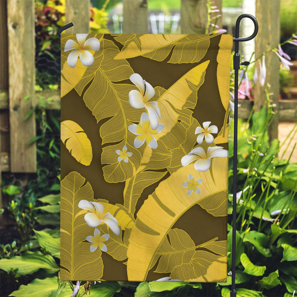 Yellow Banana Leaf Hawaii Garden Flag Lau Maia Plumeria Tropical Summer Vibes