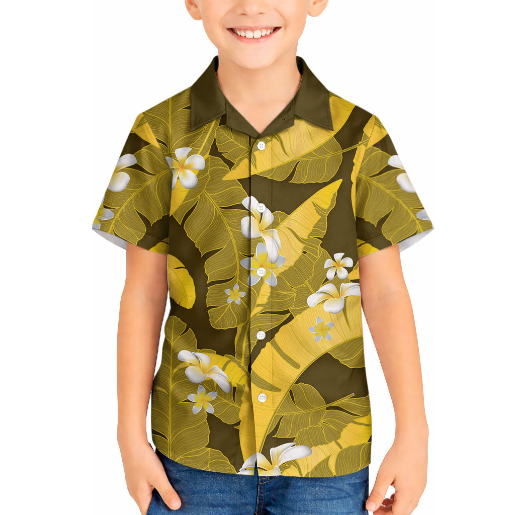Yellow Banana Leaf Hawaii Hawaiian Shirt Lau Maia Plumeria Tropical Summer Vibes