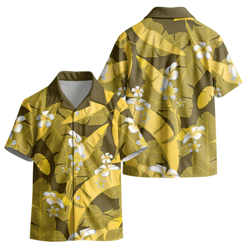 Yellow Banana Leaf Hawaii Kid Hawaiian Shirt Lau Maia Plumeria Tropical Summer Vibes