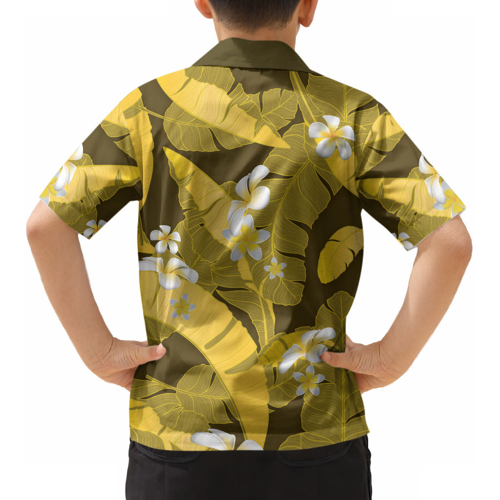 Yellow Banana Leaf Hawaii Kid Hawaiian Shirt Lau Maia Plumeria Tropical Summer Vibes