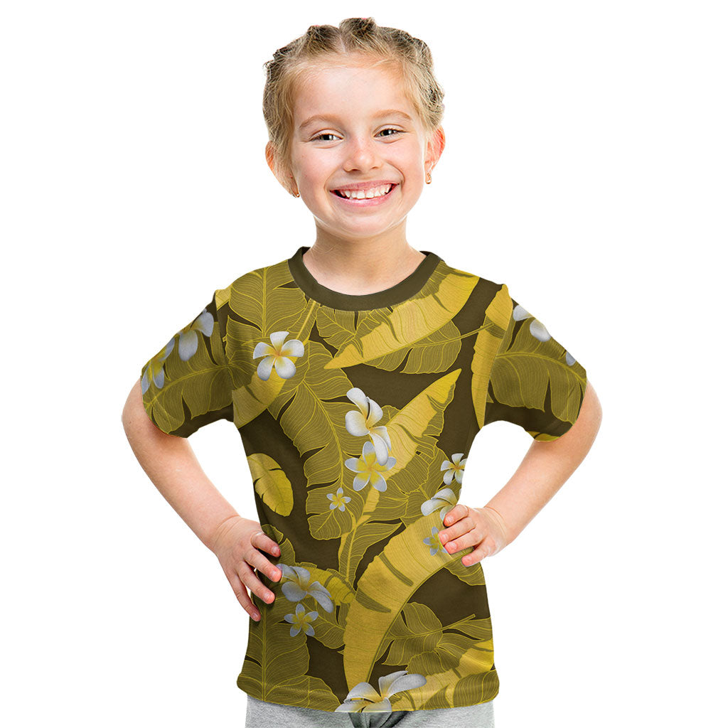 Yellow Banana Leaf Hawaii Kid T Shirt Lau Maia Plumeria Tropical Summer Vibes