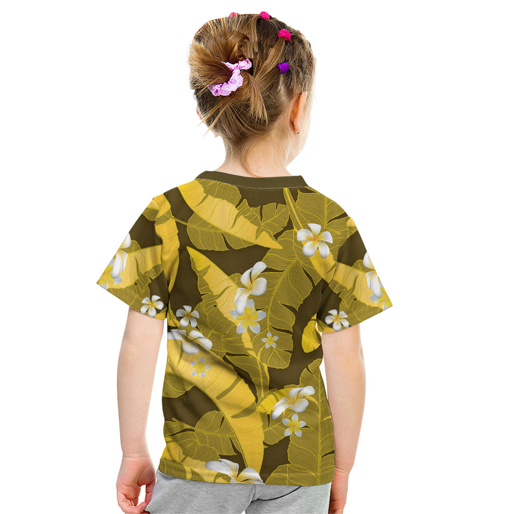 Yellow Banana Leaf Hawaii Kid T Shirt Lau Maia Plumeria Tropical Summer Vibes