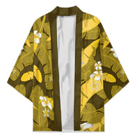 Yellow Banana Leaf Hawaii Kimono Lau Maia Plumeria Tropical Summer Vibes
