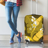 Yellow Banana Leaf Hawaii Luggage Cover Lau Maia Plumeria Tropical Summer Vibes