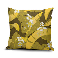 Yellow Banana Leaf Hawaii Pillow Cover Lau Maia Plumeria Tropical Summer Vibes