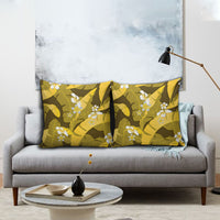 Yellow Banana Leaf Hawaii Pillow Cover Lau Maia Plumeria Tropical Summer Vibes