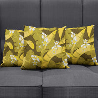 Yellow Banana Leaf Hawaii Pillow Cover Lau Maia Plumeria Tropical Summer Vibes