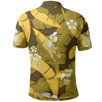 Yellow Banana Leaf Hawaii Polo Shirt Lau Maia Plumeria Tropical Summer Vibes