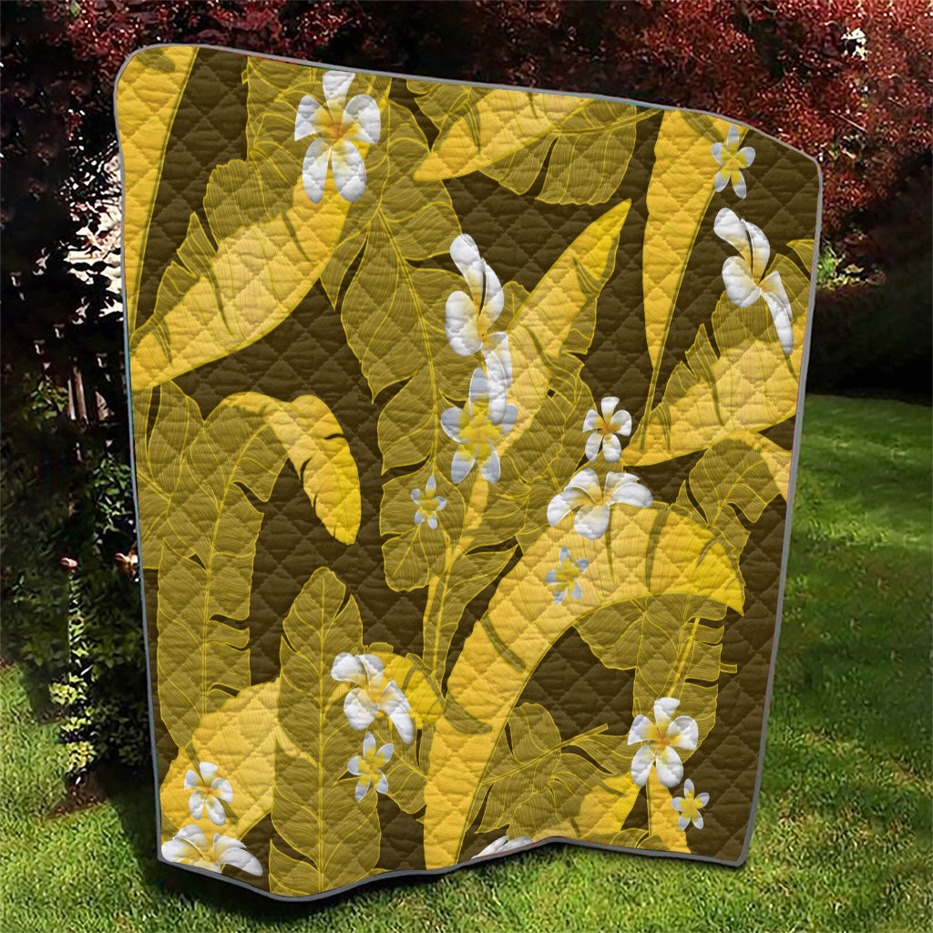 Yellow Banana Leaf Hawaii Quilt Lau Maia Plumeria Tropical Summer Vibes