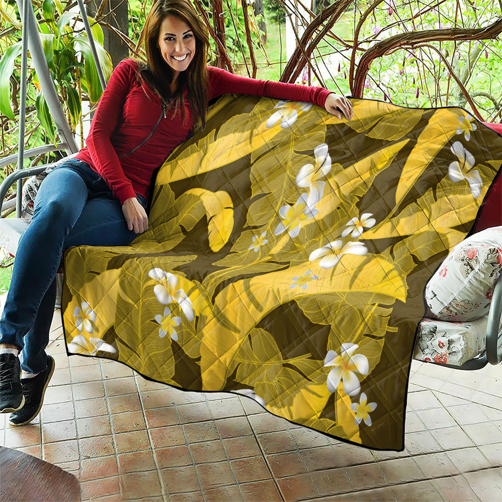 Yellow Banana Leaf Hawaii Quilt Lau Maia Plumeria Tropical Summer Vibes