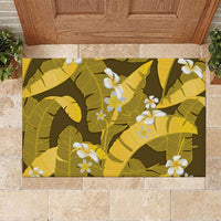 Yellow Banana Leaf Hawaii Rubber Doormat Lau Maia Plumeria Tropical Summer Vibes