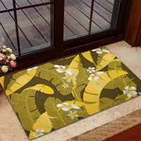 Yellow Banana Leaf Hawaii Rubber Doormat Lau Maia Plumeria Tropical Summer Vibes