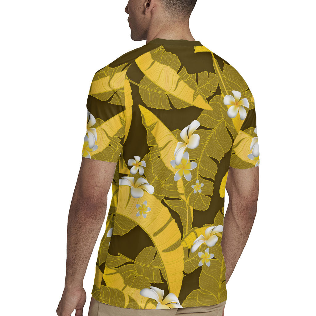 Yellow Banana Leaf Hawaii Rugby Jersey Lau Maia Plumeria Tropical Summer Vibes