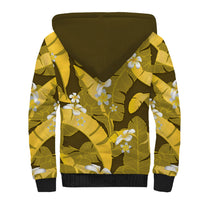 Yellow Banana Leaf Hawaii Sherpa Hoodie Lau Maia Plumeria Tropical Summer Vibes