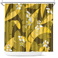 Yellow Banana Leaf Hawaii Shower Curtain Lau Maia Plumeria Tropical Summer Vibes
