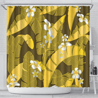 Yellow Banana Leaf Hawaii Shower Curtain Lau Maia Plumeria Tropical Summer Vibes