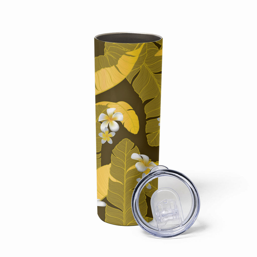 Yellow Banana Leaf Hawaii Skinny Tumbler Lau Maia Plumeria Tropical Summer Vibes