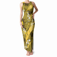 Yellow Banana Leaf Hawaii Tank Maxi Dress Lau Maia Plumeria Tropical Summer Vibes