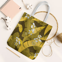 Yellow Banana Leaf Hawaii Tote Bag Lau Maia Plumeria Tropical Summer Vibes