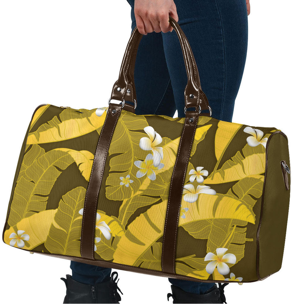 Yellow Banana Leaf Hawaii Travel Bag Lau Maia Plumeria Tropical Summer Vibes