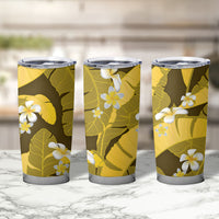 Yellow Banana Leaf Hawaii Tumbler Cup Lau Maia Plumeria Tropical Summer Vibes