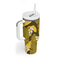 Yellow Banana Leaf Hawaii Tumbler With Handle Lau Maia Plumeria Tropical Summer Vibes