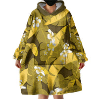 Yellow Banana Leaf Hawaii Wearable Blanket Hoodie Lau Maia Plumeria Tropical Summer Vibes