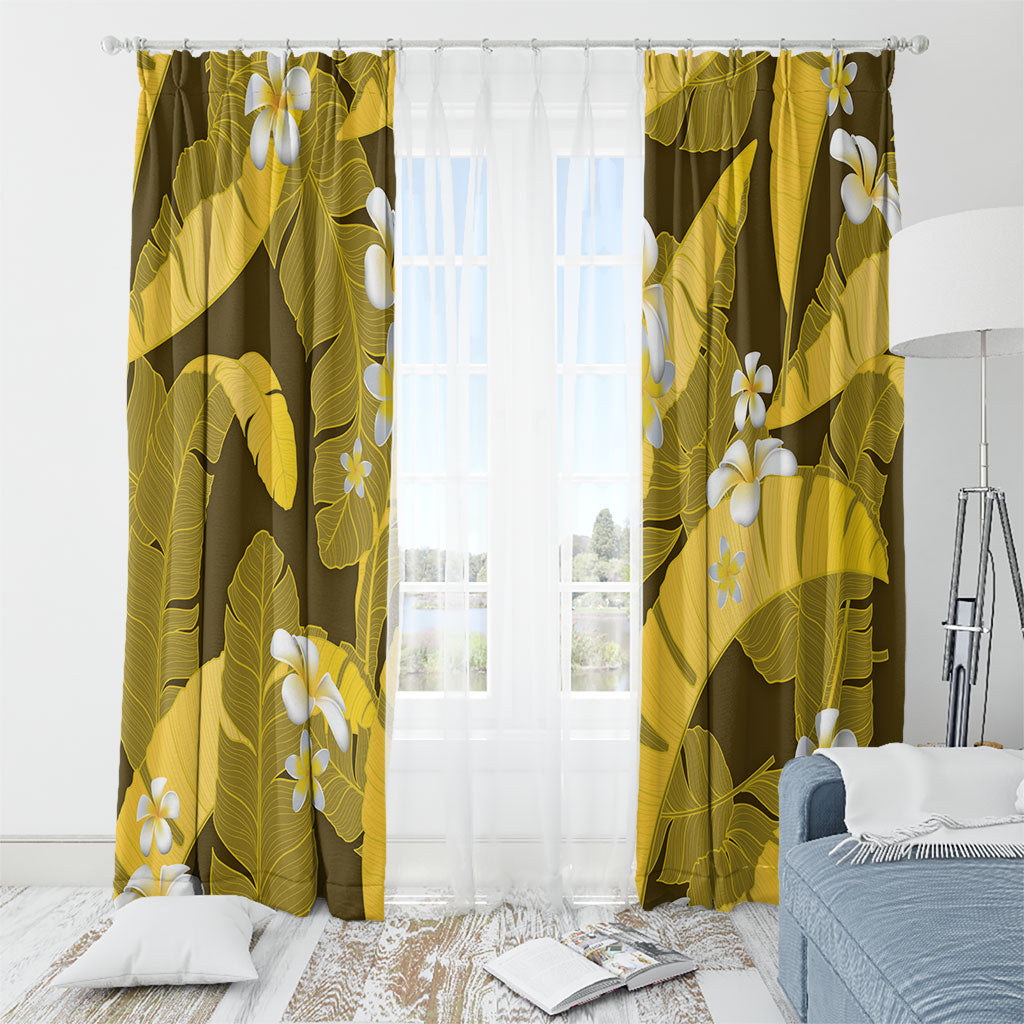 Yellow Banana Leaf Hawaii Window Curtain Lau Maia Plumeria Tropical Summer Vibes