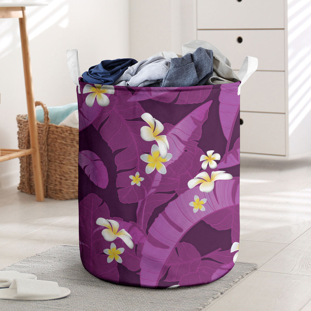 Purple Banana Leaf Hawaii Laundry Basket Lau Maia Plumeria Tropical Summer Vibes