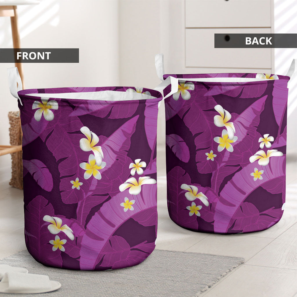 Purple Banana Leaf Hawaii Laundry Basket Lau Maia Plumeria Tropical Summer Vibes